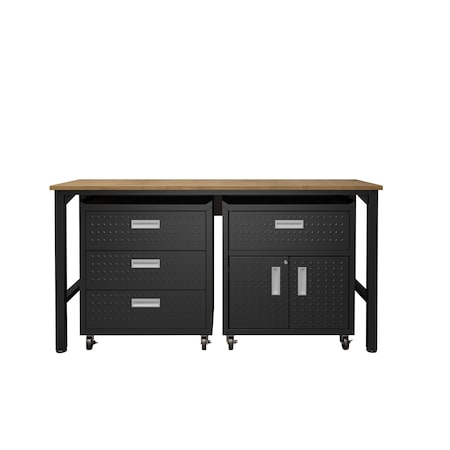 Manhattan Comfort 3-Piece Fortress Mobile Space-Saving Garage Cabinet and Worktable 5.0 18GMC-CH